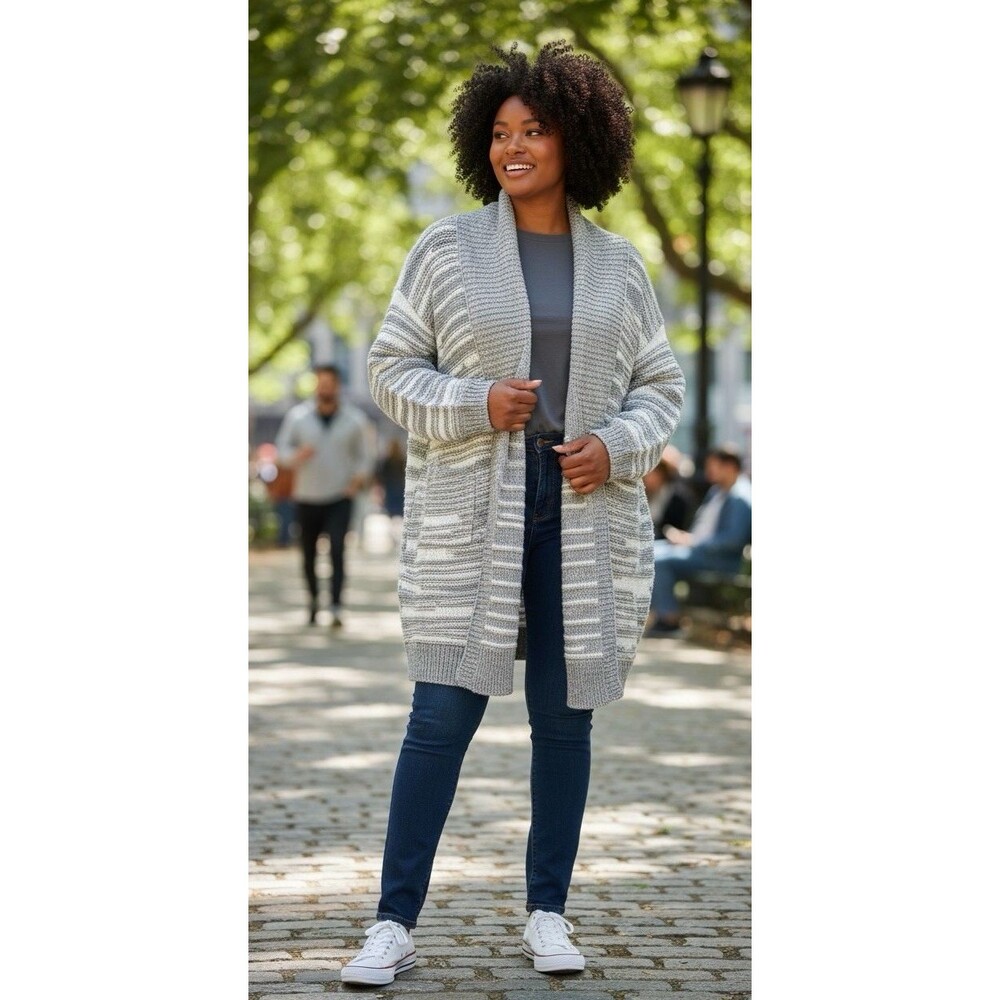 Z Supply NWT womens super soft luxury cardigan grey white "Level Up" sz XL